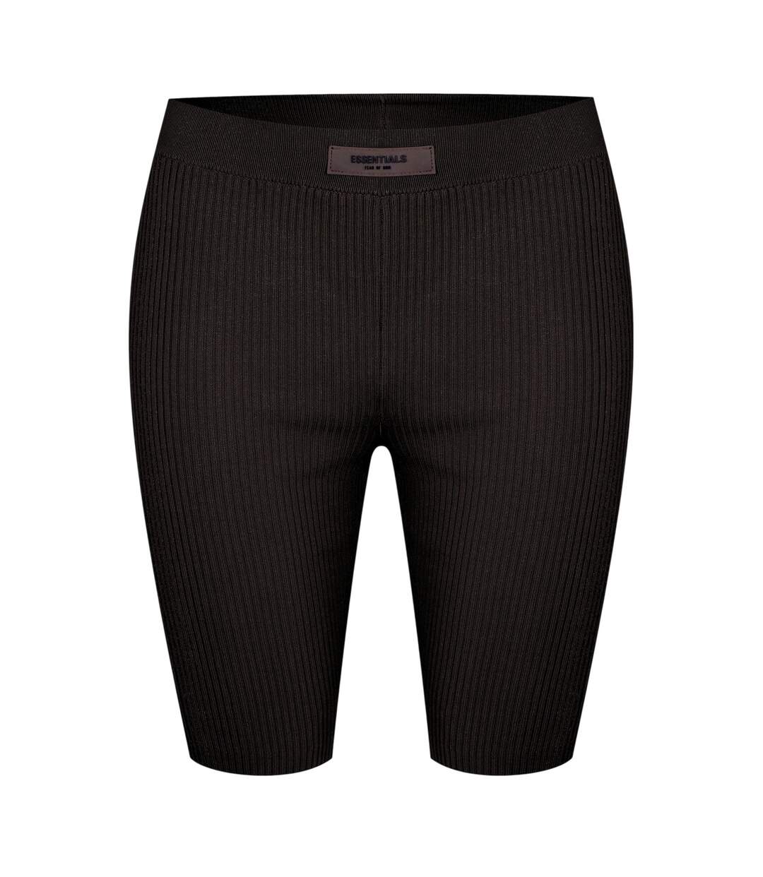 Womens/ladies Ribbed Cycling Shorts Off Black Fear Of God Essentials-2