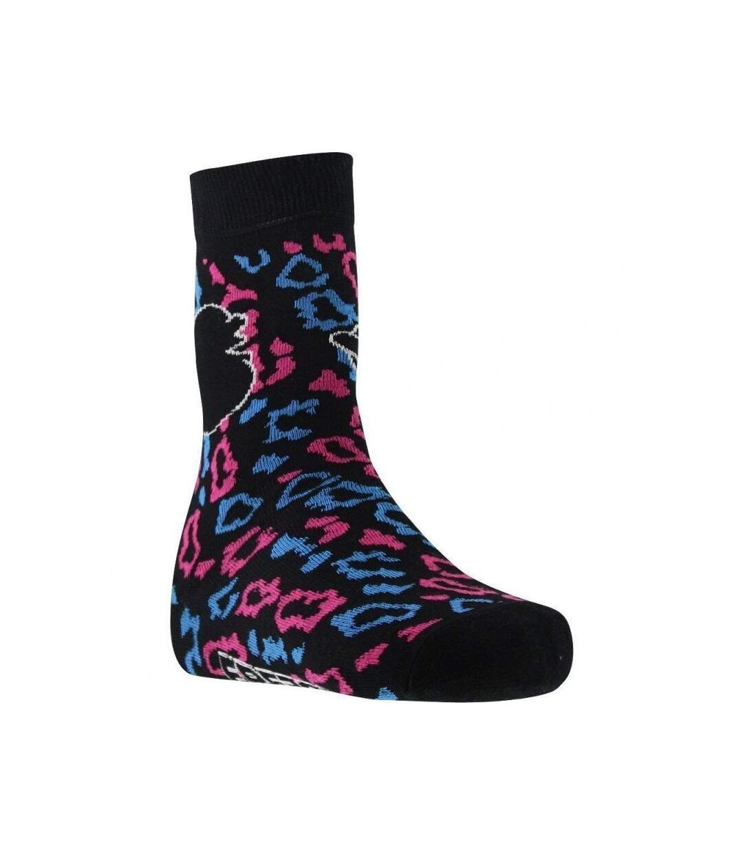 FREEGUN Chaussettes Femme Coton LEOPARD Noir Bleu-1