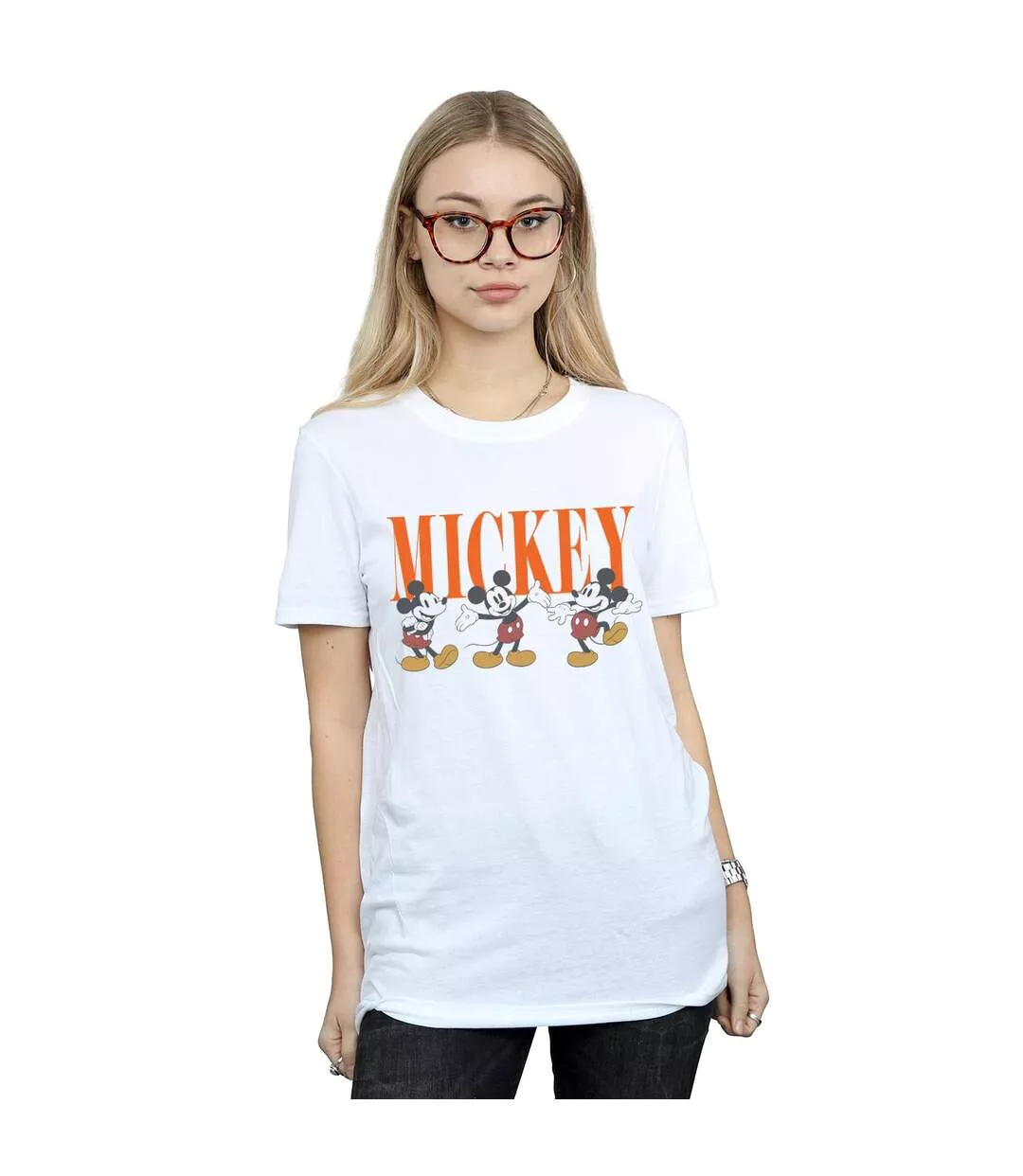 Disney Femme/Les femmes Mickey Mouse Poses - T-shirt boyfriend en coton (Blanc) - UTBI38048-2