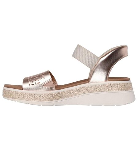 Womens/ladies Bobs Sun Ray Vegan Leather Sandals Rose Gold Skechers