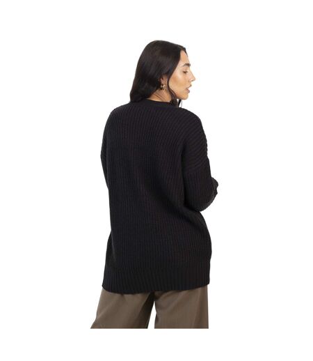 Womens/ladies Niamos Fishnet Button Through Cardigan Black Brave Soul