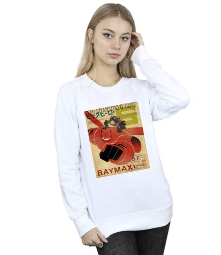 Disney - Sweat BIG HERO BAYMAX FLYING BAYMAX NEWSPAPER - Femme (Blanc) - UTBI11395