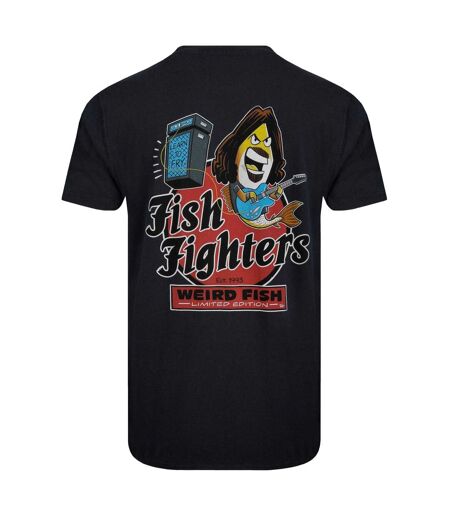 Mens fish fighters back print t-shirt navy Weird Fish