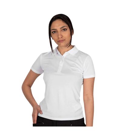 Womens/ladies Classic Micro Pique Golf Polo Shirt White Island Green