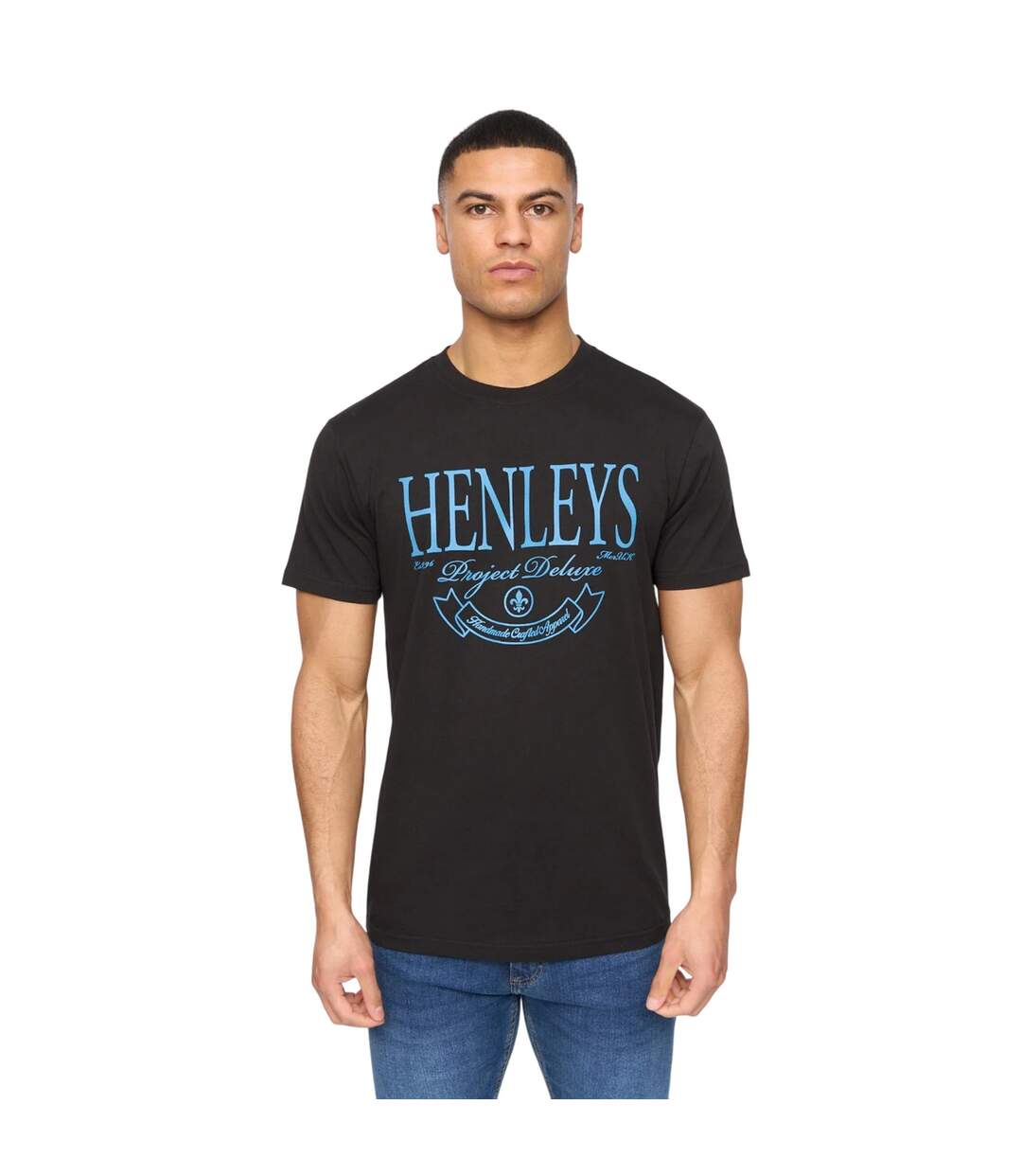 Mens henbank t-shirt black Henleys-1