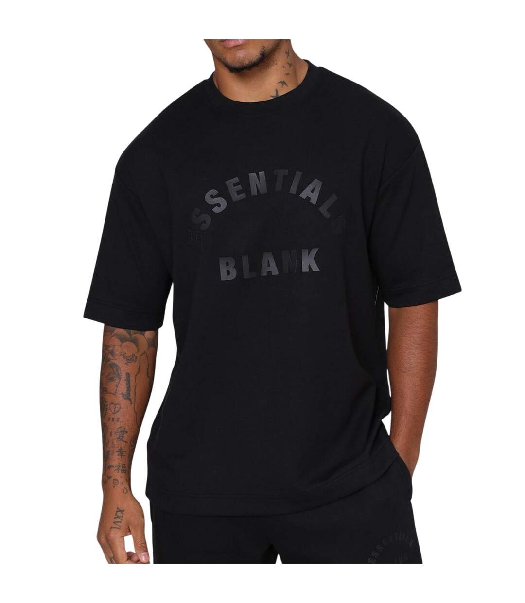 T-shirt Motif/style Arc Homme Noir Blank Essentials-3