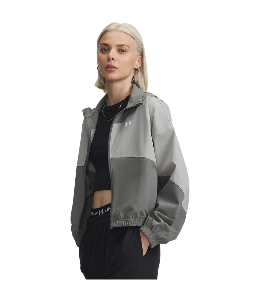 Womens/ladies Rival Jacket Green Titan White Under Armour-2