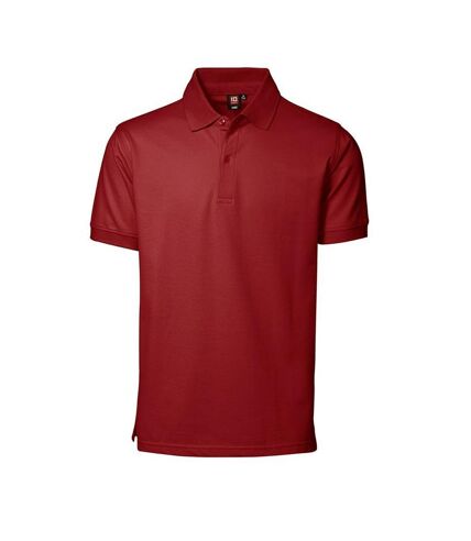 ID Mens Pique Short Sleeve Polo Shirt (Red)