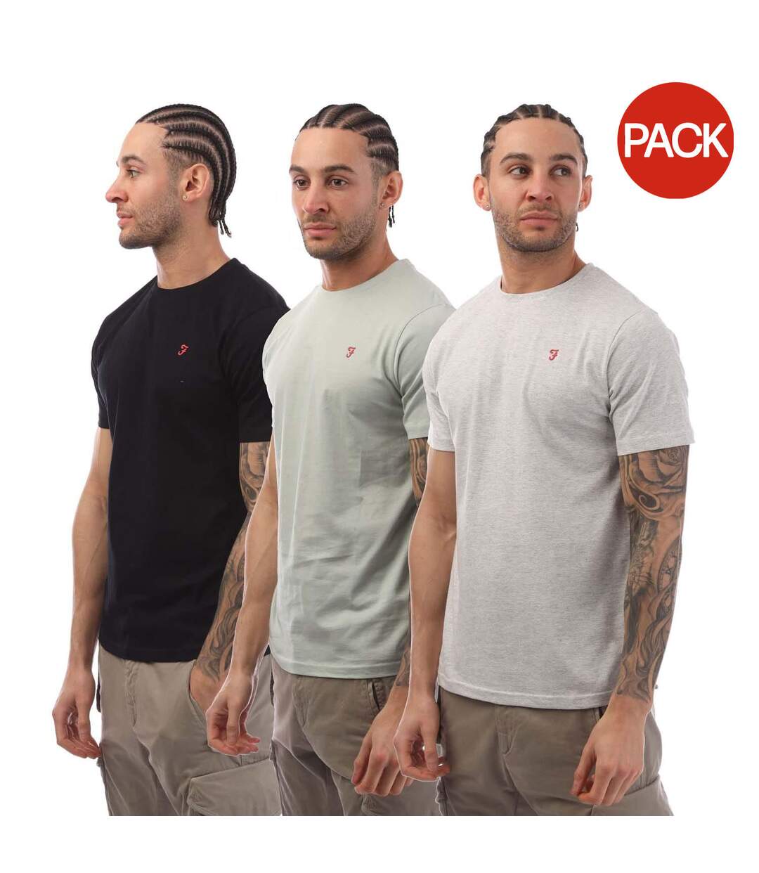 T-shirts Laven Homme Gris Gris Clair Noir Farah-1