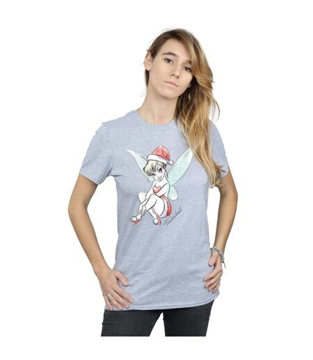 Disney Femme/Les femmes Fée Clochette Christmas Fairy Coton Boyfriend T-Shirt (Gris sportif) - UTBI46450