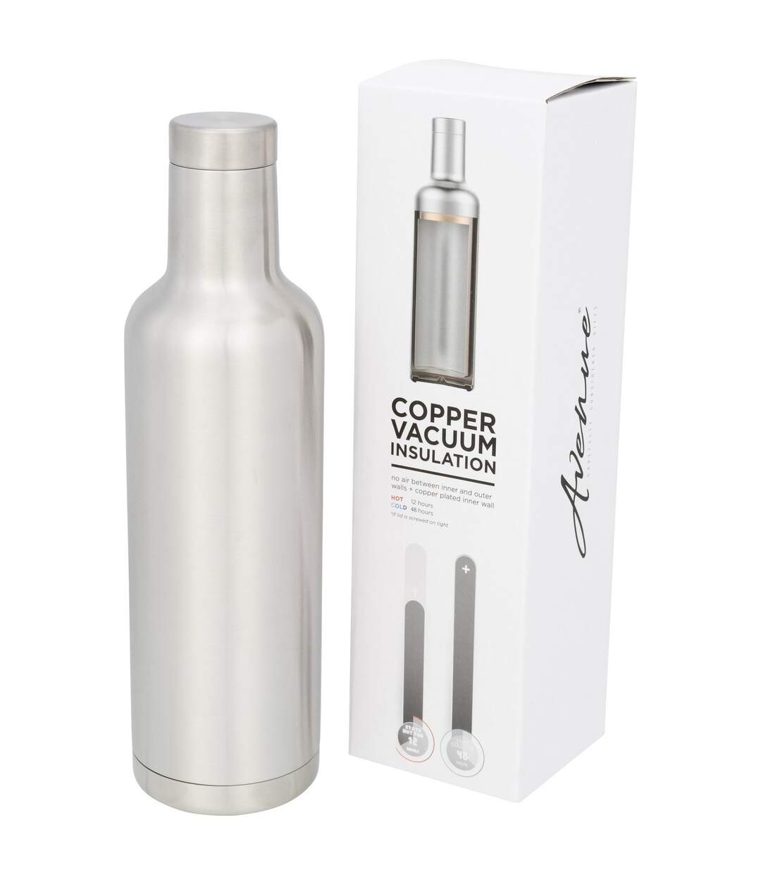 Avenue Pinto Copper Vacuum Insulated Bottle (Silver) (One Size) - UTPF2134