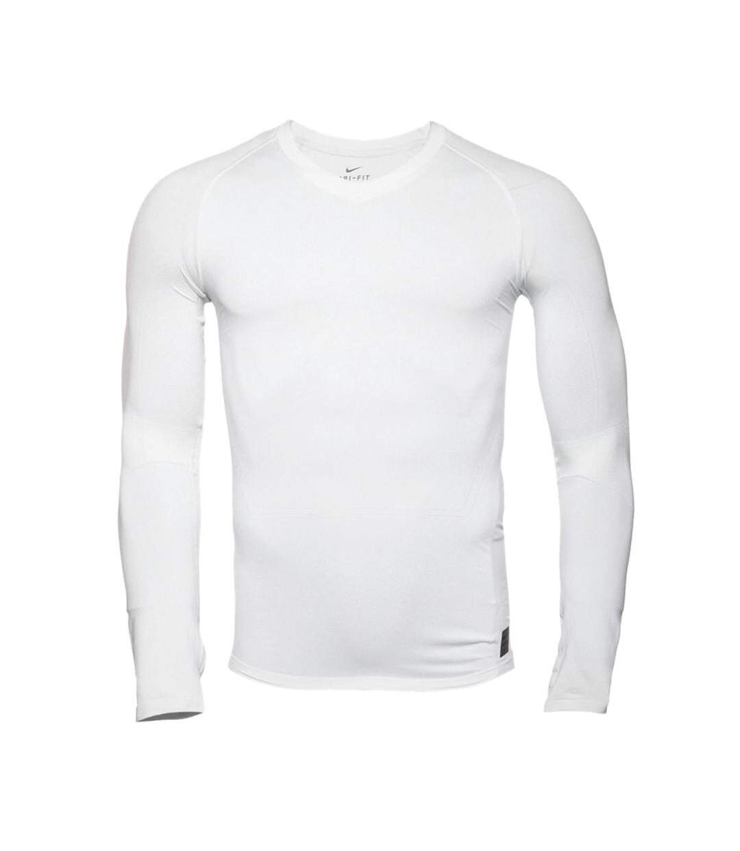 T-shirt Manches Longues Blanc Homme technique Nike Pro - M-1