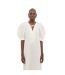 Robe Mi-longue Manches Bouffantes Motif/style Floral Femme Blanc Sleeper-4