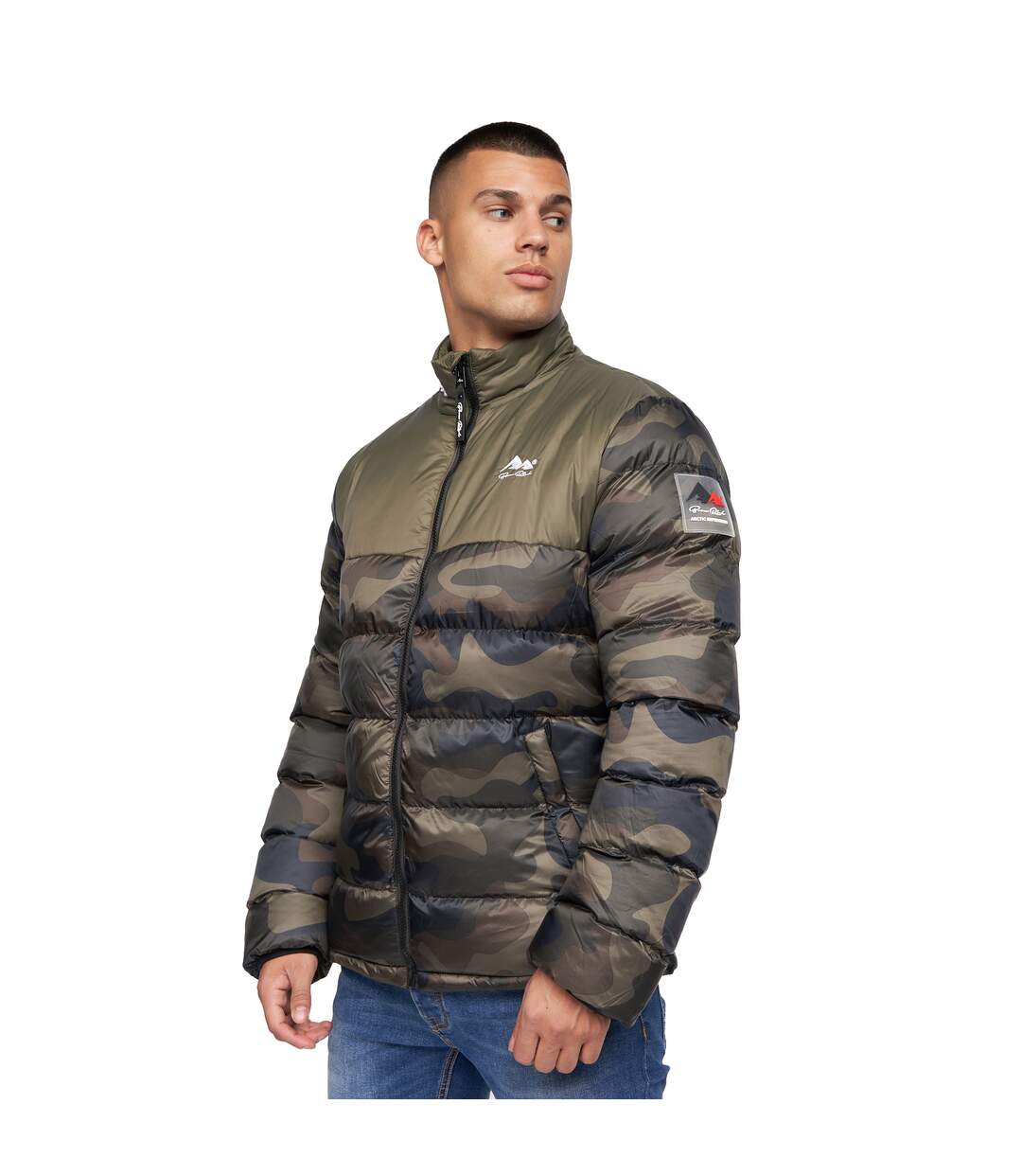 Mens Carlito Camo Oversized Padded Jacket Olive Born Rich-2