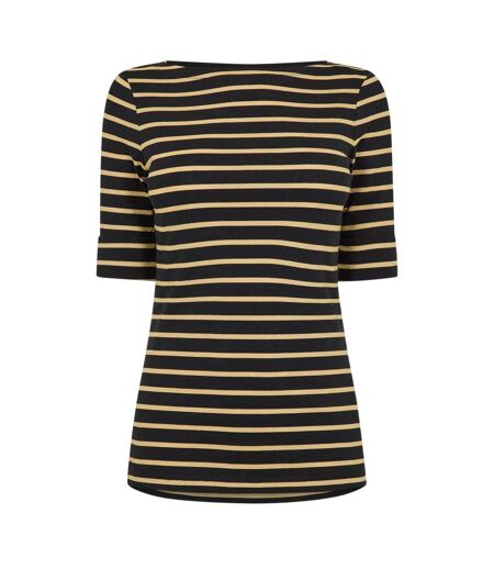 T-shirt Motif/style À Rayures Judy Femme Noir Jaune Or Ralph Lauren