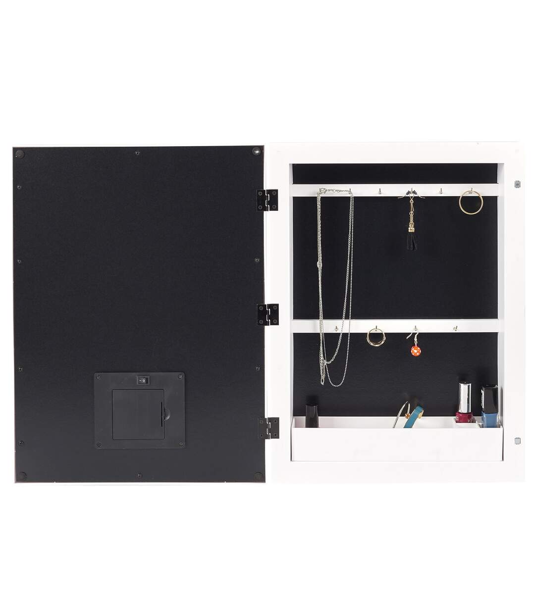 Rangement mural avec miroir LED - Blanc - L. 30.4 x l.8.6 x H. 40cm-3