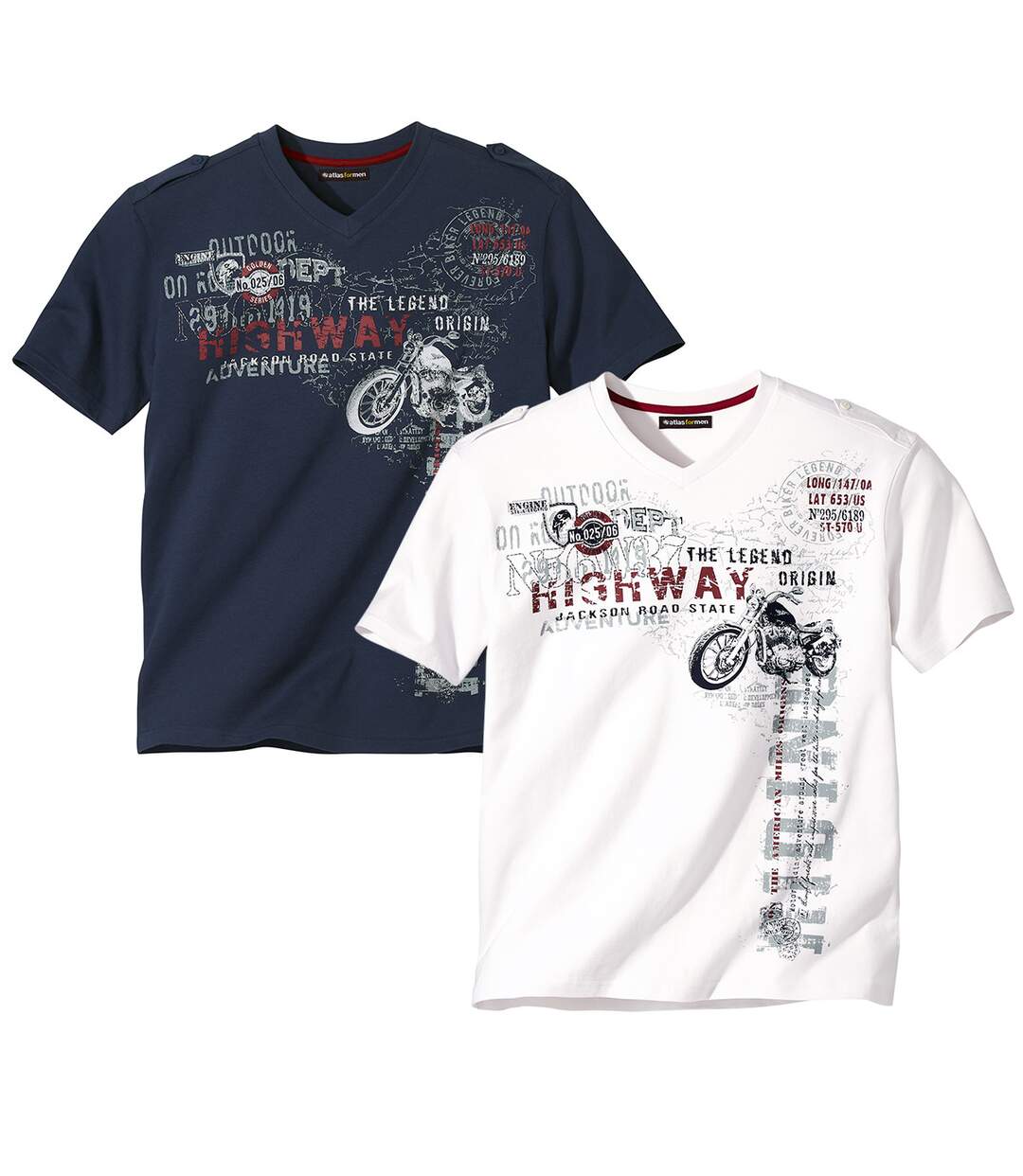 2er-Pack T-Shirts mit V-Ausschnitt Atlas For Men