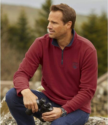 Pack of 2 Men's Microfleece Jumpers - Navy Burgundy