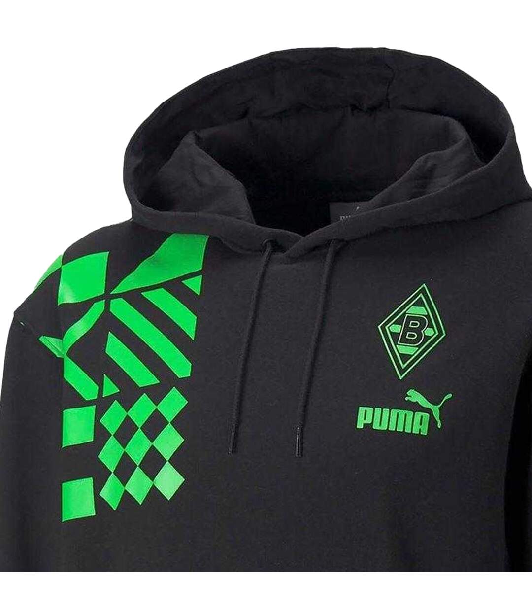 Mens Borussia Monchengladbach Fc Drawstring Hoodie Black Puma-3