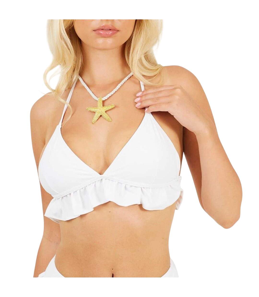 Haut De Maillot De Bain Motif/style Triangle Femme Blanc Brave Soul-3