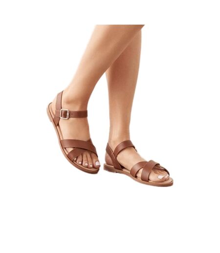 Dorothy Perkins Womens/Ladies Florence Crossover Side Strap Flat Sandals (Tan) - UTDP2052