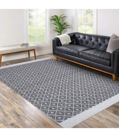 Tapis kilim fait main en PET motif géométrique