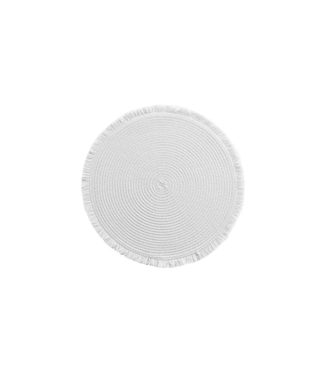 Set de Table Rond avec Franges Falbala 38cm Blanc-1