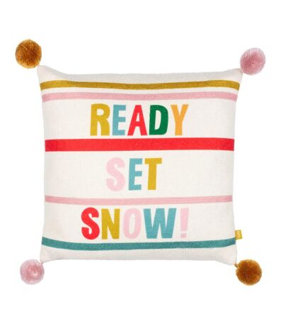 Ready set snow pom pom cushion cover 43cm x 43cm multicoloured Furn