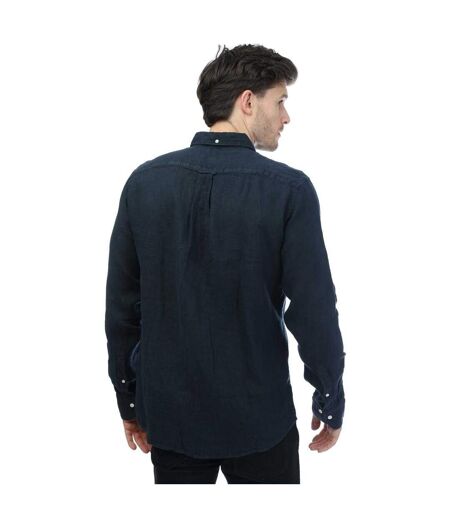 Mens Linen Regular Shirt Navy Gant