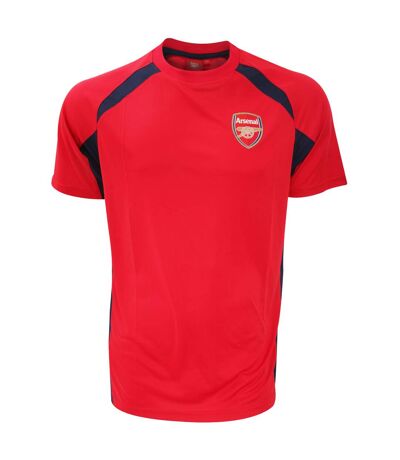 Arsenal FC Mens Official Football Crest Panel T-Shirt (Red/Black)