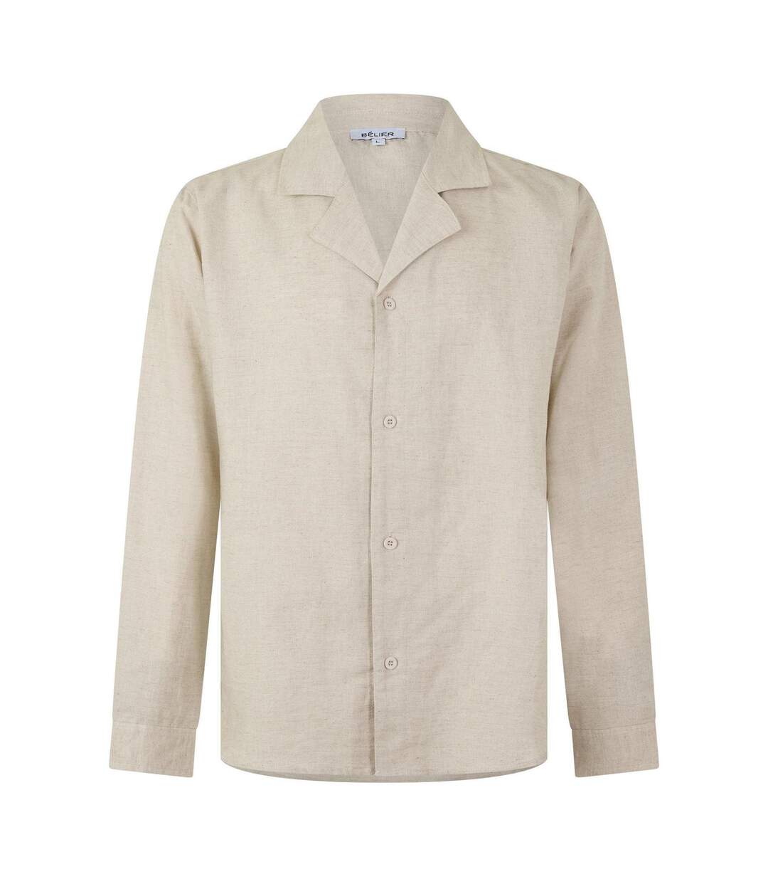 Mens Linen Long-sleeved Shirt Oatmeal Belier-1