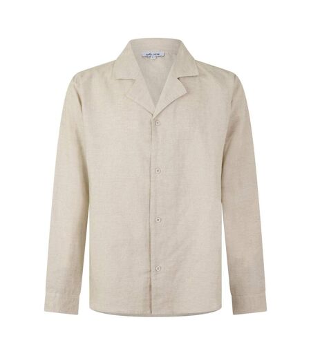 Mens Linen Long-sleeved Shirt Oatmeal Belier