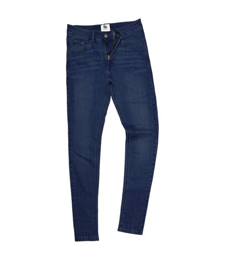 Womens/ladies lara skinny jeans dark blue wash So Denim