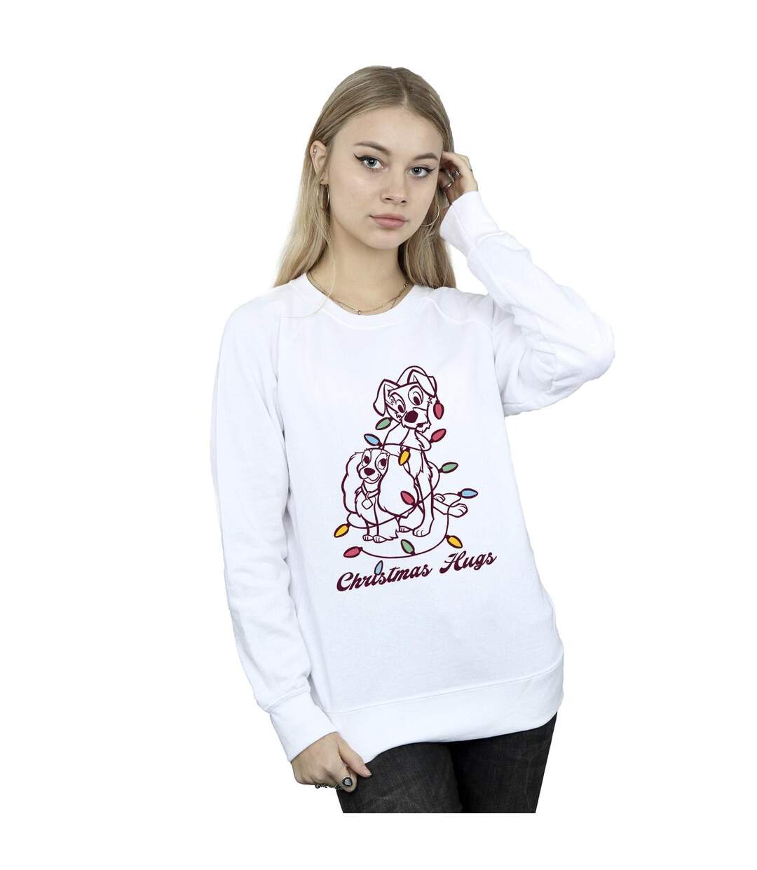 Disney Sweat Womens/Ladies Lady And The Tramp Christmas Hugs (Blanc) - UTBI23178-2