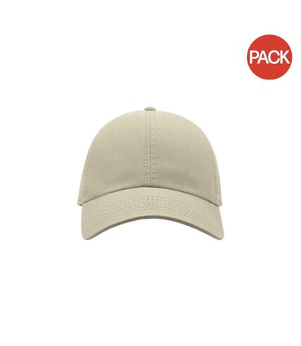 Atlantis Action 6 Panel Chino Baseball Cap (Pack of 2) (Stone)