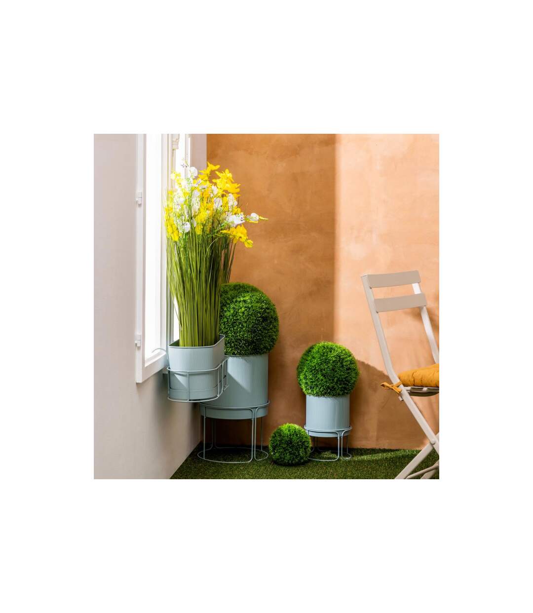 Lot de 2 Cache-Pots en Métal Aze 44cm Vert Céladon-2