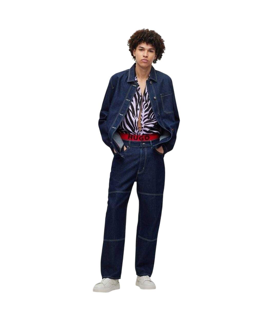 Mens 080 Denim Jacket Dark Blue Faded Hugo-4