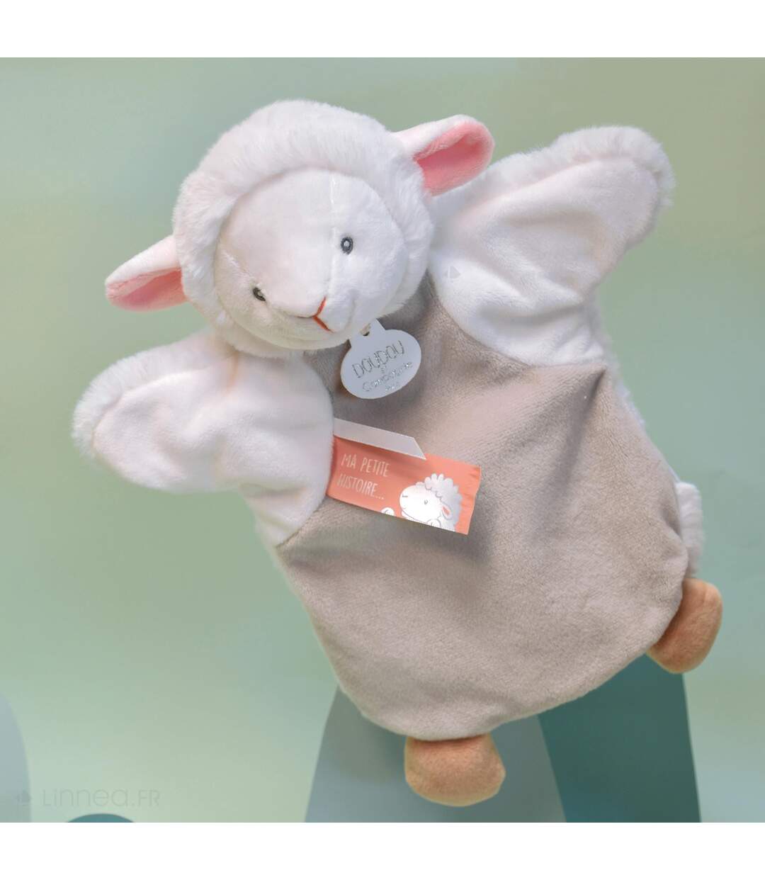 Doudou polyester 2 en 1 collection LES MARIONNETTES Agneau-2