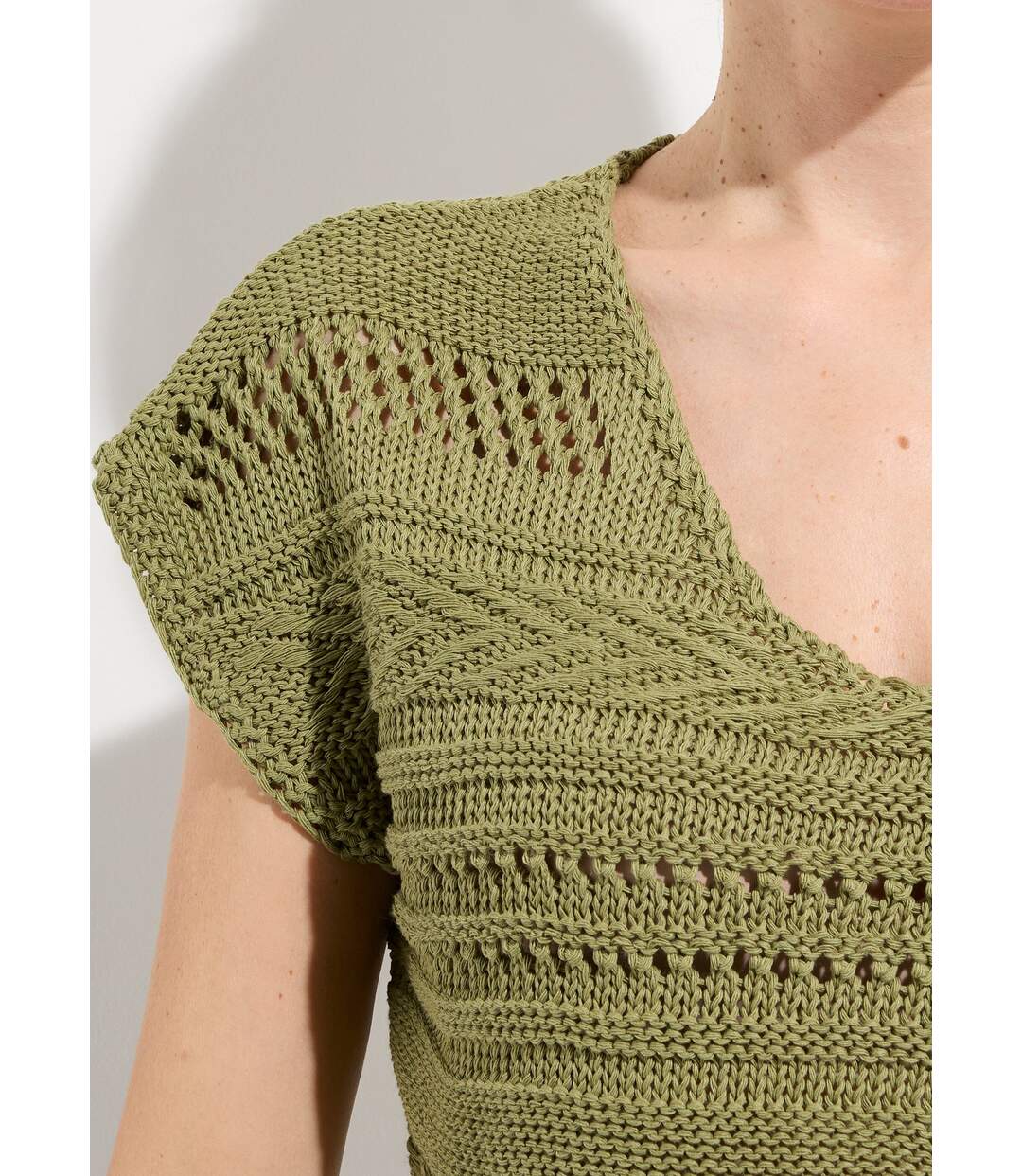 Pull manches courtes grosse maille-4