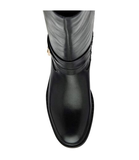 Womens/ladies Freya Leather Knee-high Boots Black Lotus Shoes