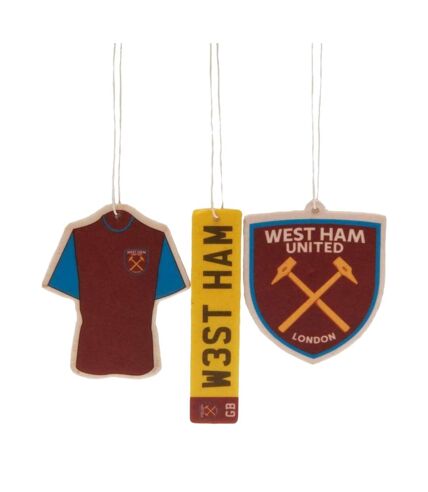 West Ham United FC Air Freshener Set (Pack of 3) (Claret Red/Yellow/Sky Blue) (One Size)