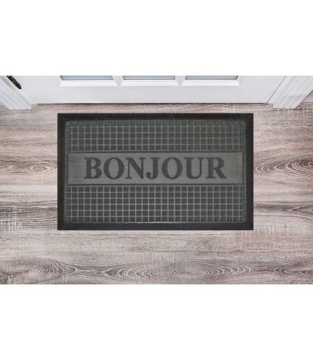 Tapis d'Entrée Bonjour 45x75cm Gris