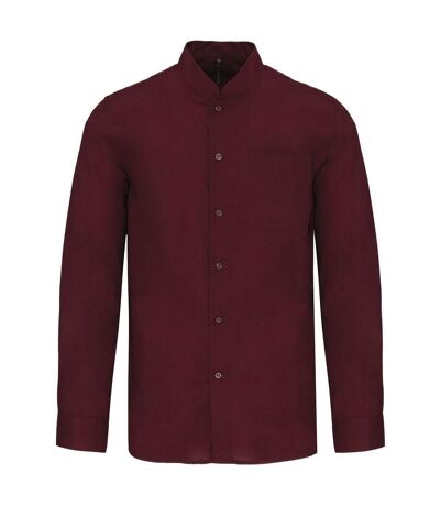 Chemise col mao manches longues - Homme - K515 - rouge vin