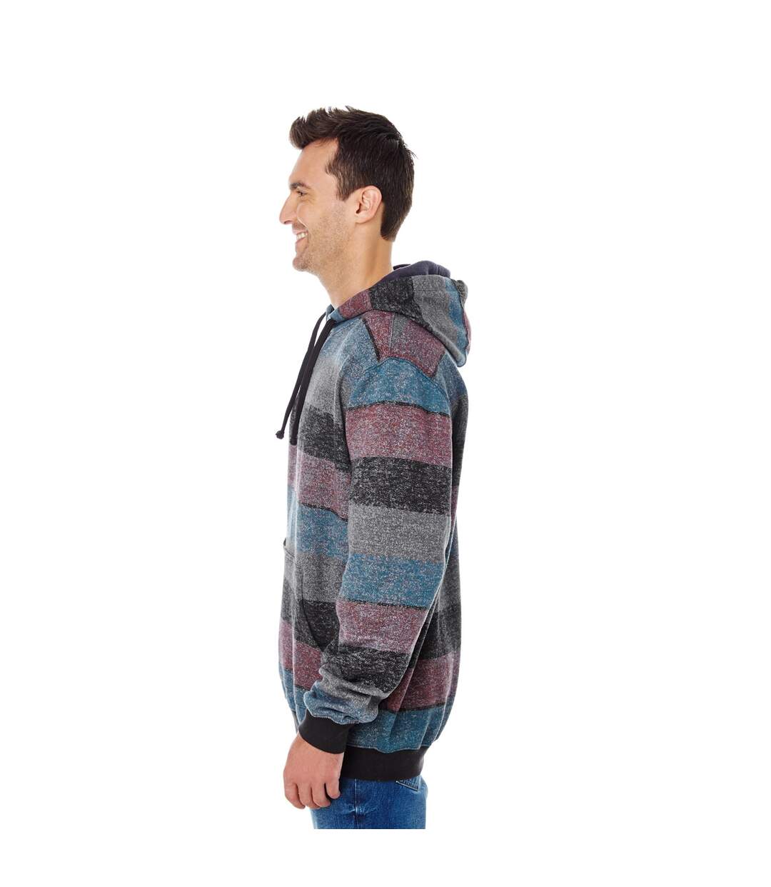 Sweat À Capuche Motif/style Rayé Homme Rouge Noir Burnside-3