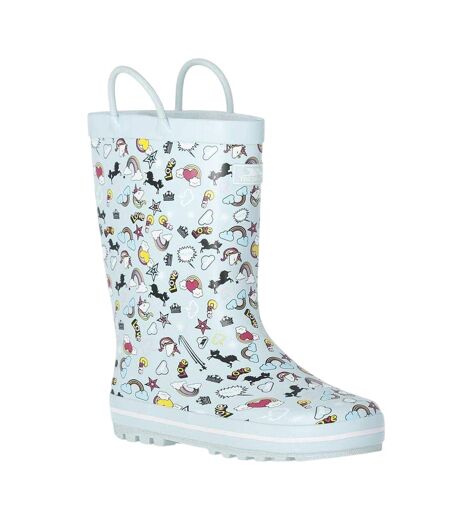 Bottes De Pluie Motif/style Licorne Starryton Enfant Turquoise Pâle Imprimé Trespass
