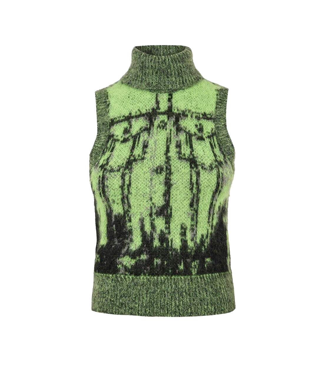 Womens/ladies Sifnos Abstract Knitted Turtle Neck Vest Top Lime Punch Diesel-1