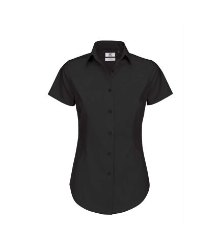 B&C Womens/Ladies Black Tie Formal Short Sleeve Work Shirt (Coffee Bean)
