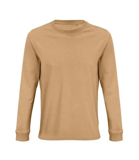 SOLS Unisex Adult Pioneer Cotton Long-Sleeved T-Shirt (Dark Beige)