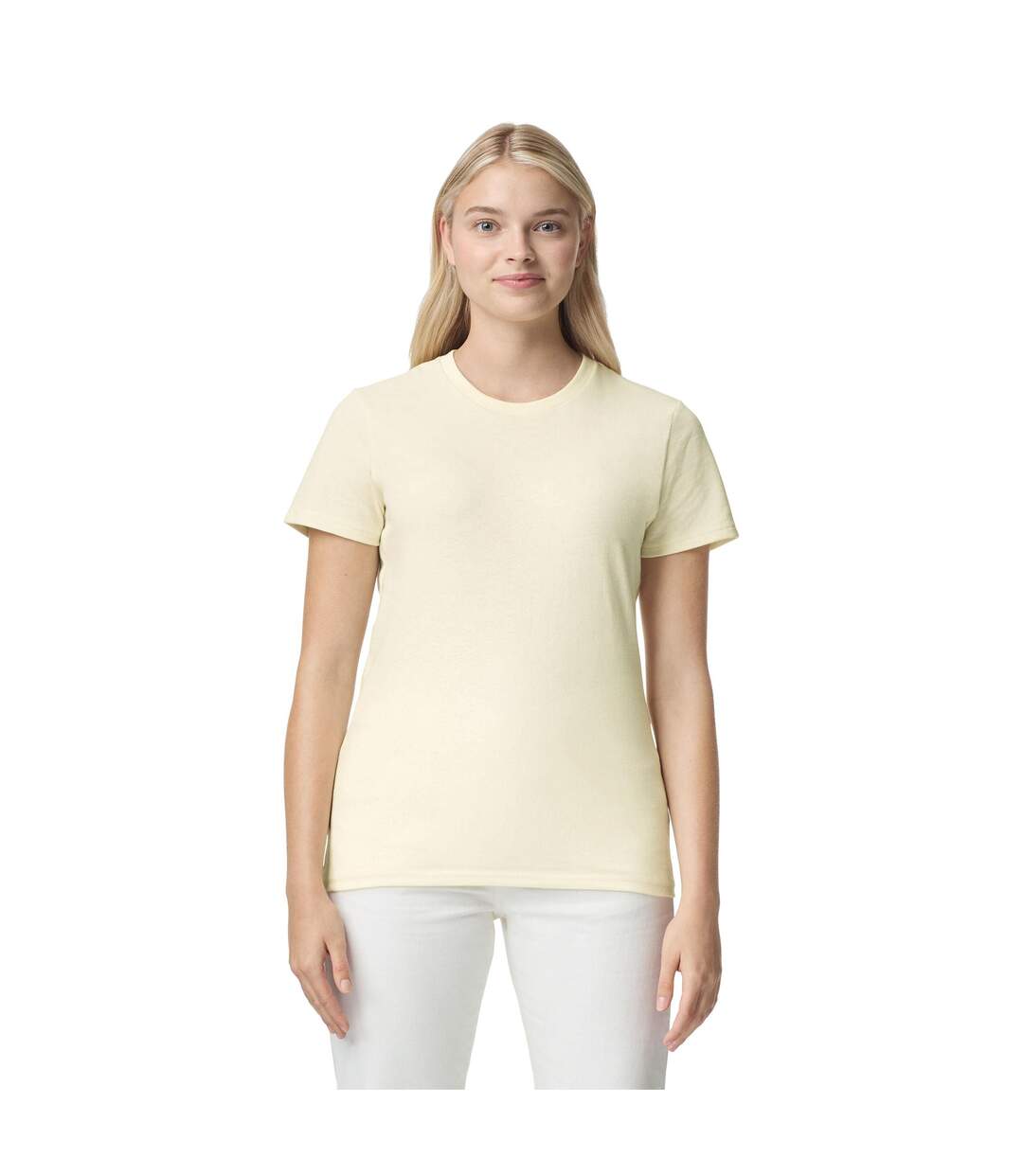 Ladies/womens Heavy Cotton Missy Fit Short Sleeve T-shirt Off White Gildan-2