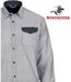 WINCHESTER TALISMAN1 — Chemise à carreaux manches longues bleu chambray : aisance naturelle en pur coton-4